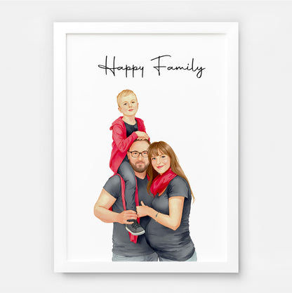 Custom Watercolor Portraits of family Canvas Photo Frame