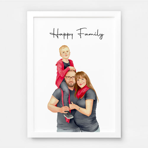 Custom Watercolor Portraits of family Canvas Photo Frame