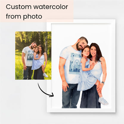 Custom Watercolor Portraits of family Canvas Photo Frame