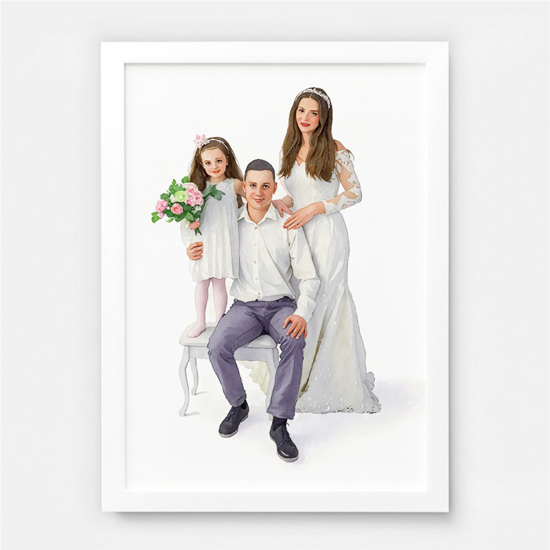 Custom Watercolor Portraits of family Canvas Photo Frame
