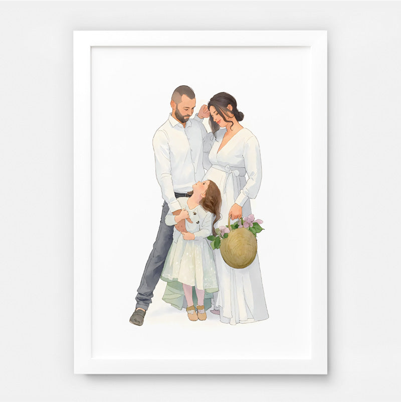 Custom Watercolor Portraits of family Canvas Photo Frame