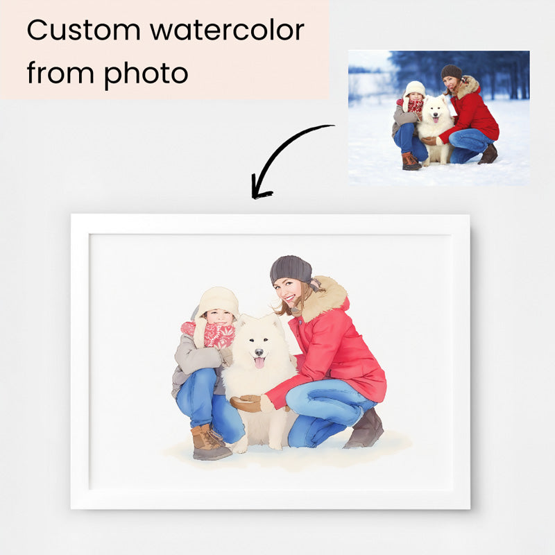 Custom Watercolor Portraits of family Canvas Photo Frame