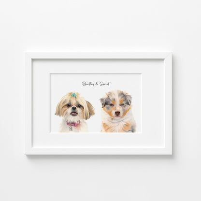Custom Watercolor Pet Portrait – Matte Paper Framed Poster With Mat