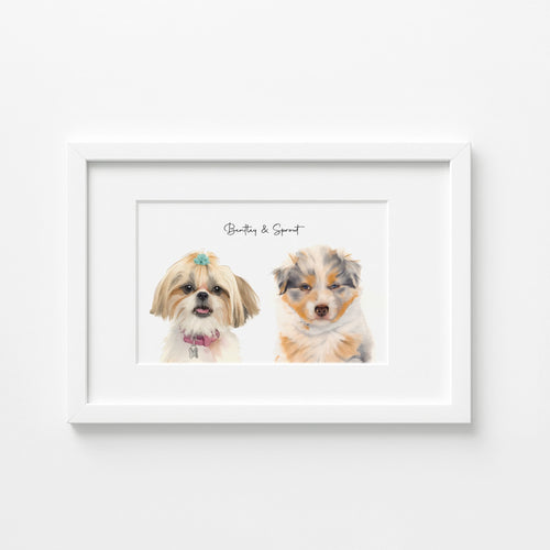 Custom Watercolor Pet Portrait – Matte Paper Framed Poster With Mat