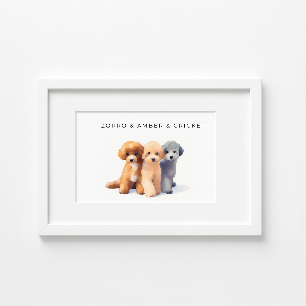 Custom Watercolor Pet Portrait – Matte Paper Framed Poster With Mat