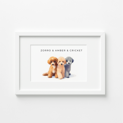 Custom Watercolor Pet Portrait – Matte Paper Framed Poster With Mat