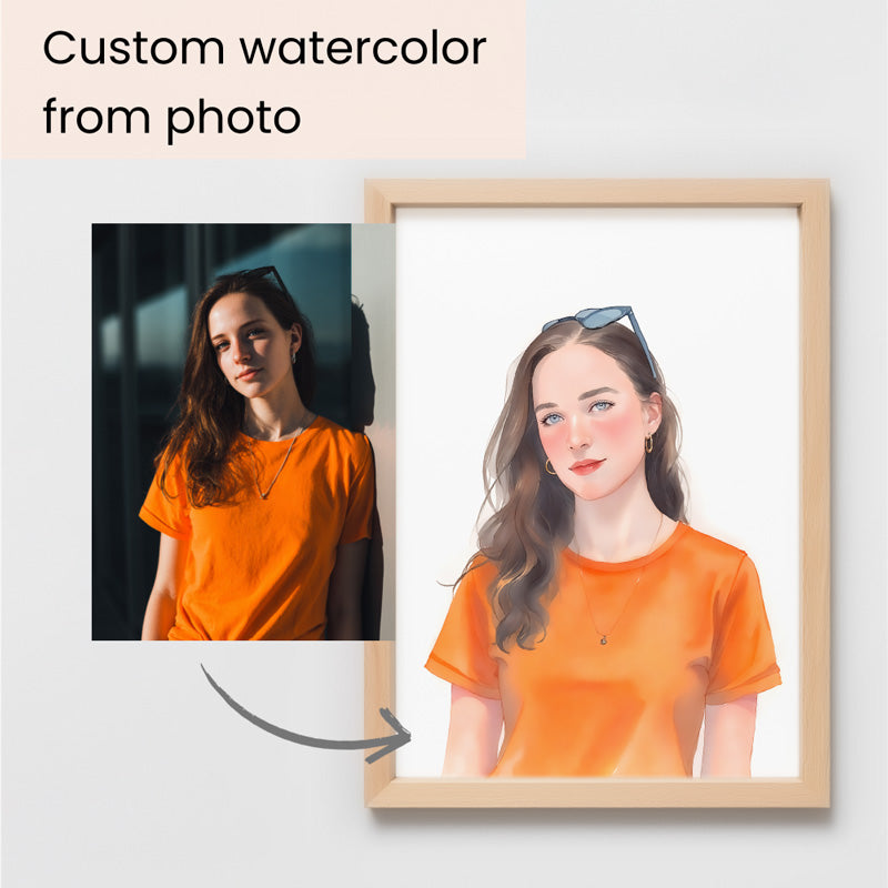 Custom Watercolor Portrait Single Person Photo Frame