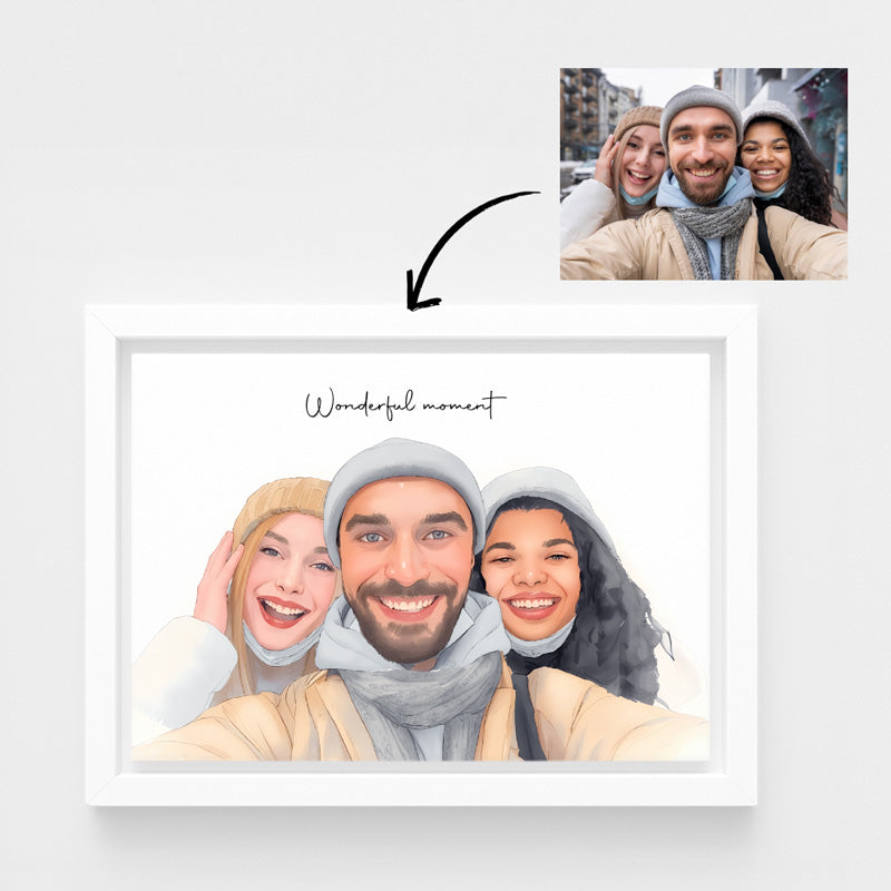 Custom Watercolor people Portraits Canvas Photo Frame