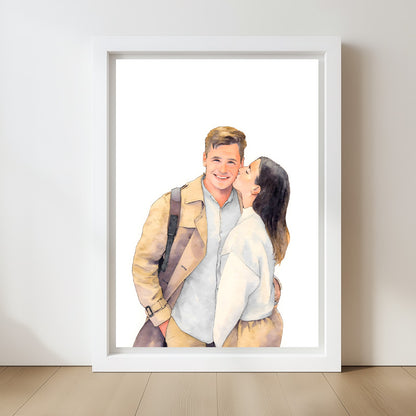 Custom Watercolor people Portraits Canvas Photo Frame
