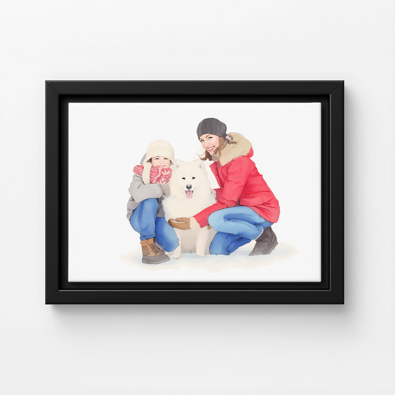 Custom Watercolor people Portraits Canvas Photo Frame