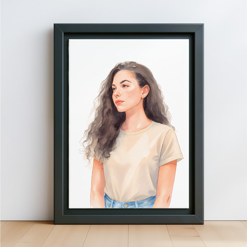 Custom Watercolor people Portraits Canvas Photo Frame