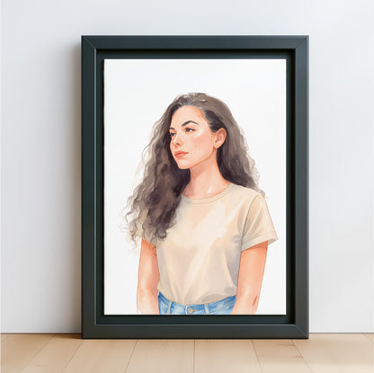 Custom Watercolor people Portraits Canvas Photo Frame