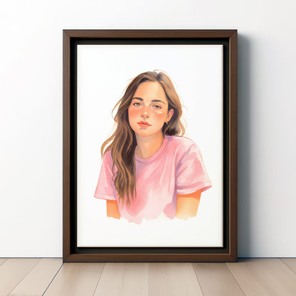 Custom Watercolor people Portraits Canvas Photo Frame