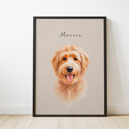 Custom Watercolor Pet Portrait – Custom Frame Color, Matte Paper