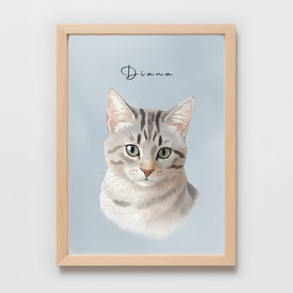 Custom Watercolor Pet Portrait – Custom Frame Color, Matte Paper