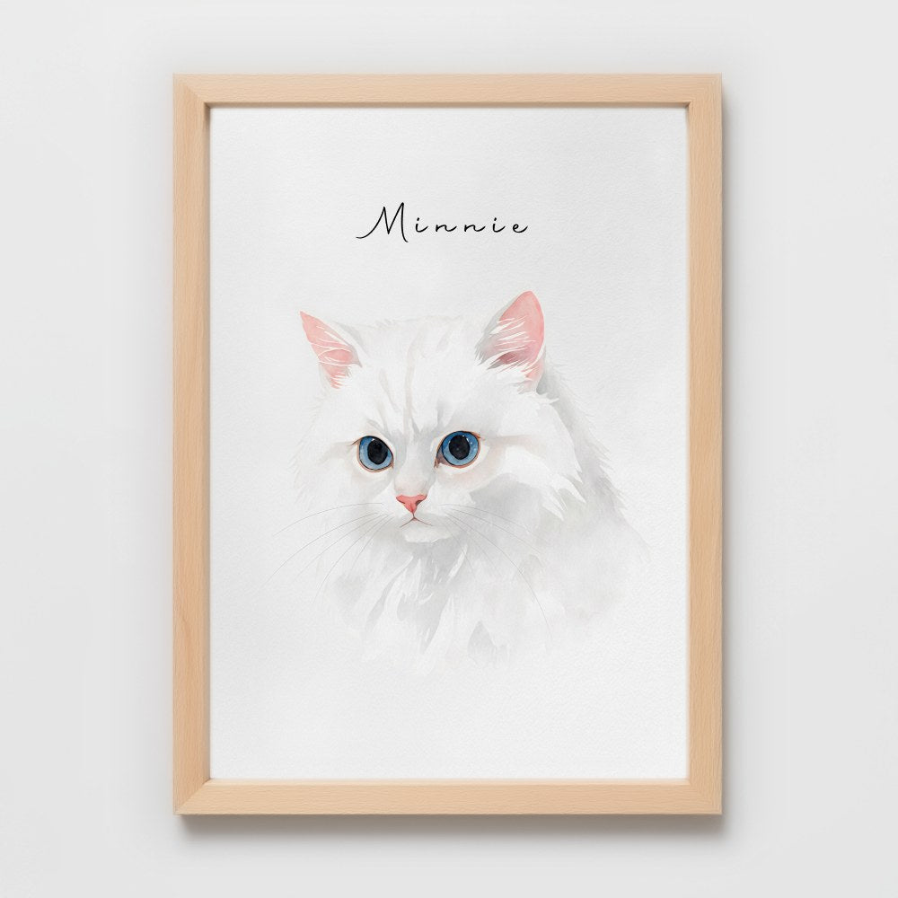 Custom Watercolor Pet Portrait – Custom Frame Color, Matte Paper