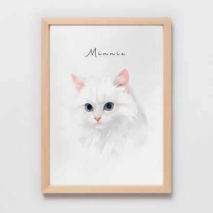 Custom Watercolor Pet Portrait – Custom Frame Color, Matte Paper