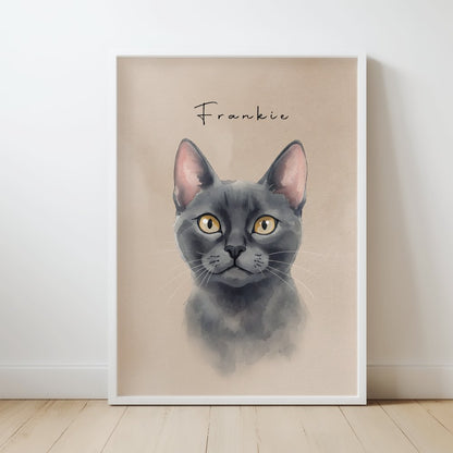 Custom Watercolor Pet Portrait – Custom Frame Color, Matte Paper
