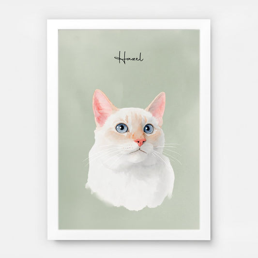 Custom Watercolor Pet Portrait – Custom Frame Color, Matte Paper