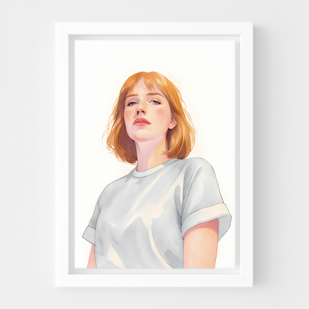 Custom Watercolor Portraits of People White Canvas Photo Frame