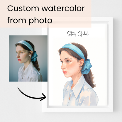 Custom Watercolor Portraits of People White Canvas Photo Frame