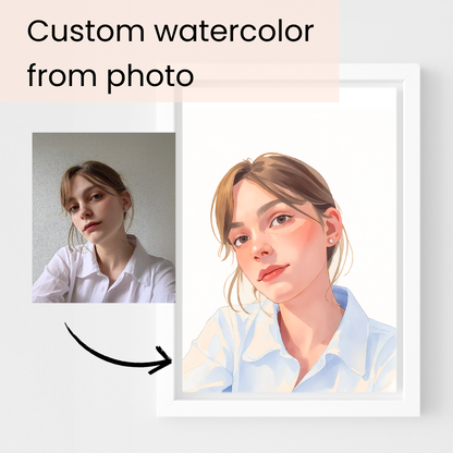 Custom Watercolor Portraits of People White Canvas Photo Frame