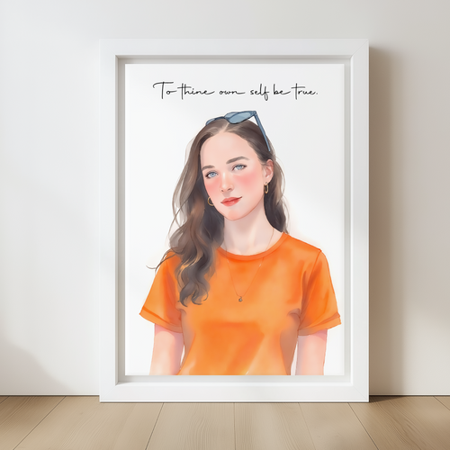 Custom Watercolor Portraits of People White Canvas Photo Frame